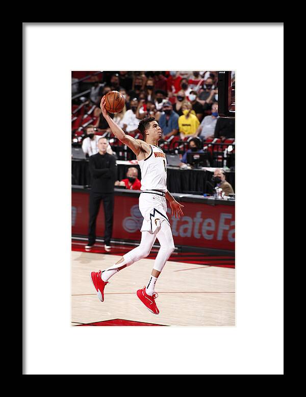 Playoffs Framed Print featuring the photograph Denver Nuggets v Portland Trail Blazers - Game Six by Cameron Browne