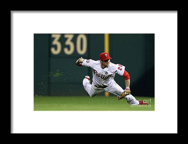 People Framed Print featuring the photograph Derek Jeter and Chase Utley by Al Bello