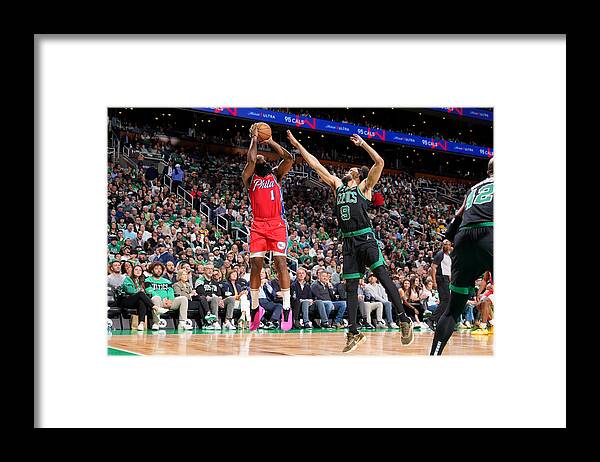 James Harden Framed Print featuring the photograph Derrick White and James Harden by Jesse D. Garrabrant