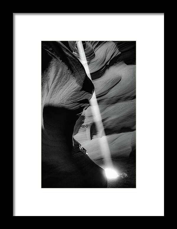 Antelope Canyon Framed Print featuring the photograph Descent Of Light - Antelope Canyon Monochrome by Gregory Ballos