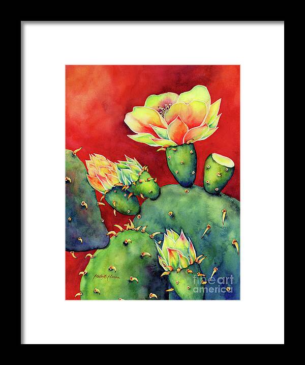 Cactus Framed Print featuring the painting Desert Bloom by Hailey E Herrera