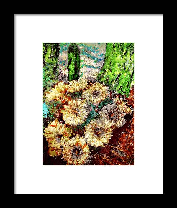 Paintings Of Lizards Framed Print featuring the mixed media Desert Flowers by Bencasso Barnesquiat