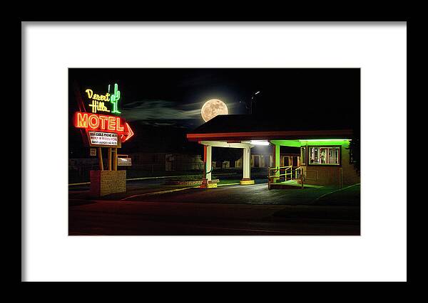 Desert Hills Framed Print featuring the photograph Desert Hills Motel by Micah Offman