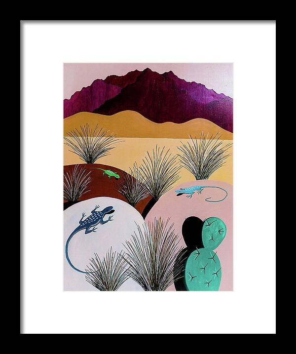 New Mexico Framed Print featuring the painting Desert Meeting by Ted Clifton