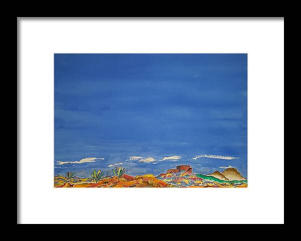 Watercolor Framed Print featuring the painting Desert Panorama by John Klobucher