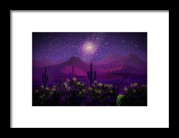 Desert Framed Print featuring the digital art Desert Stars by Chance Kafka