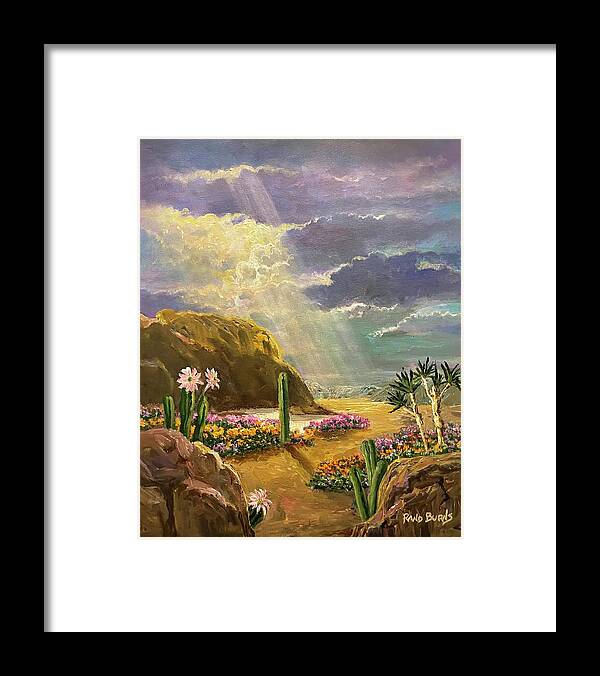 Desert Framed Print featuring the painting Desert Trumpets by Rand Burns