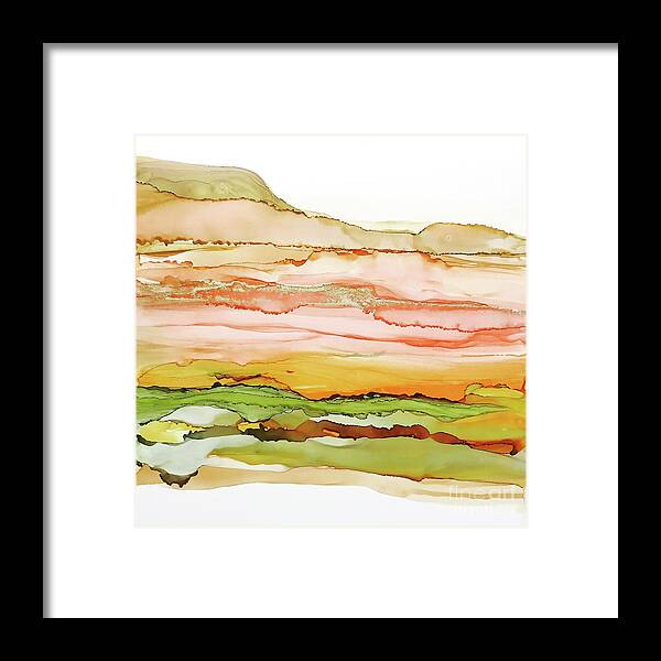 Alcohol Ink Framed Print featuring the painting Desertscape 3 by Chris Paschke