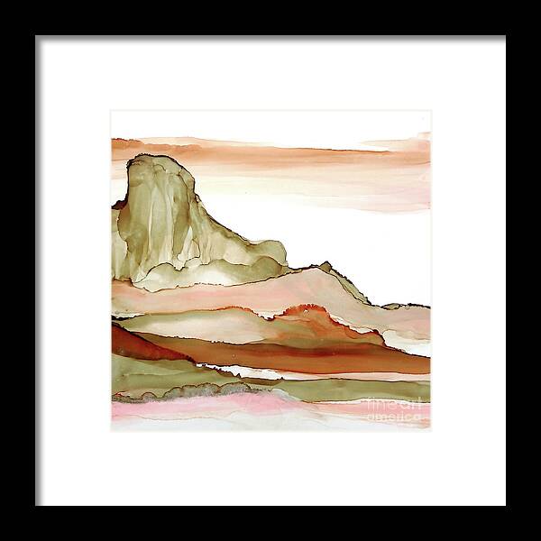 Alcohol Ink Framed Print featuring the painting Desertscape 5 by Chris Paschke