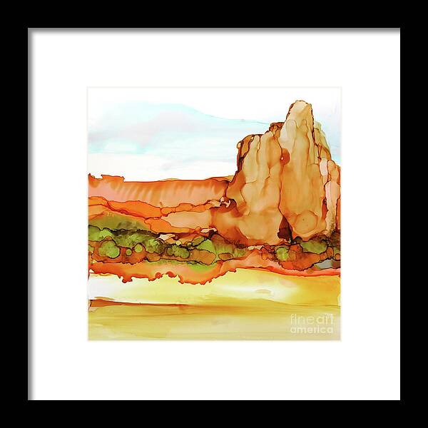 Alcohol Ink Framed Print featuring the painting Desertscape 7 by Chris Paschke