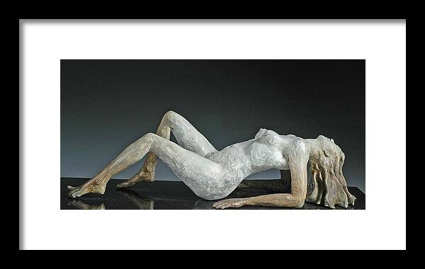 Female Reclining Nude Framed Print featuring the sculpture Desiree by Eduardo Gomez