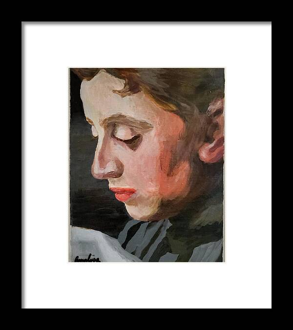 Brushstrokes Framed Print featuring the painting Detail Study Emma Zorn Reading by Annalisa Rivera-Franz