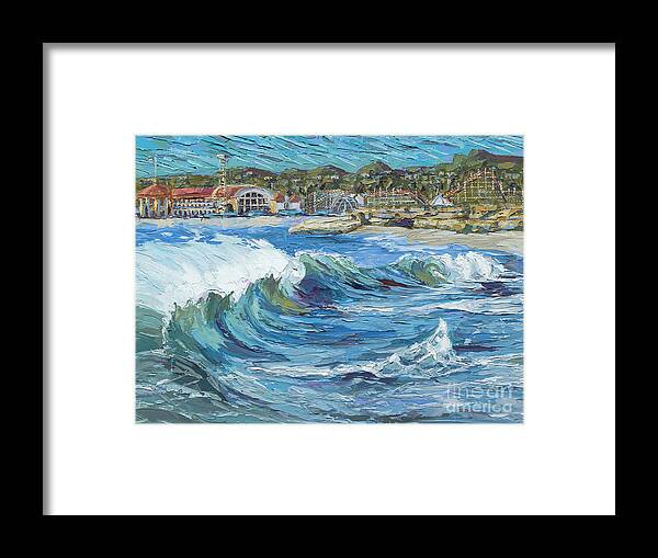 Ocean Framed Print featuring the painting Devdutt's Wave by PJ Kirk
