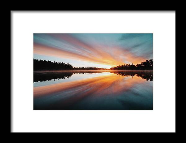 Lake Jatkonjärvi Framed Print featuring the photograph Devil show on a Finnish lake by Vaclav Sonnek