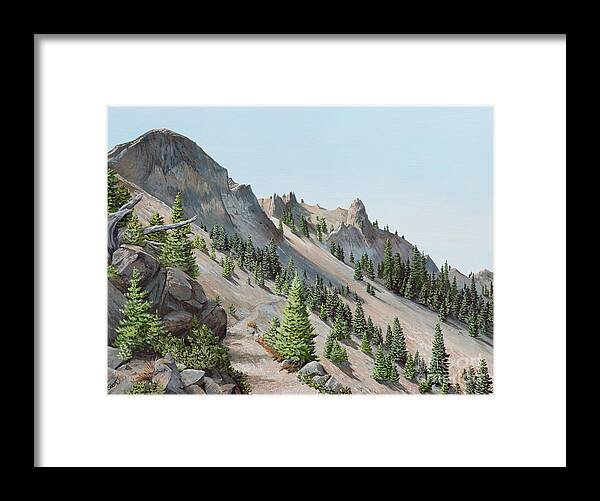 Landscape Framed Print featuring the painting Devil's Peak, Oregon by Elizabeth Mordensky