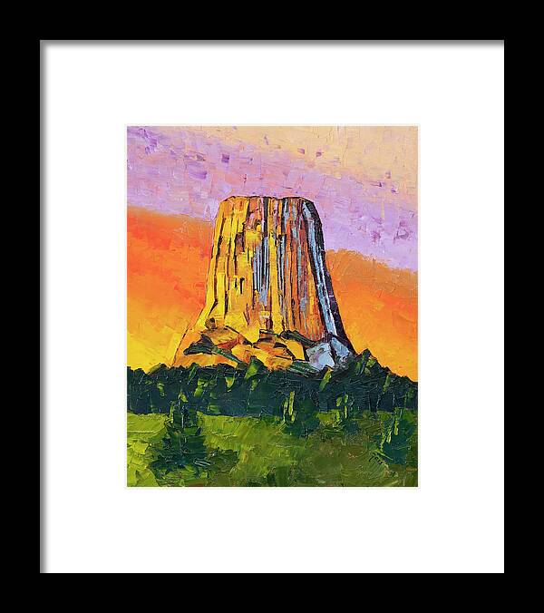 Painting Framed Print featuring the painting Devil's Tower by Mark Ross