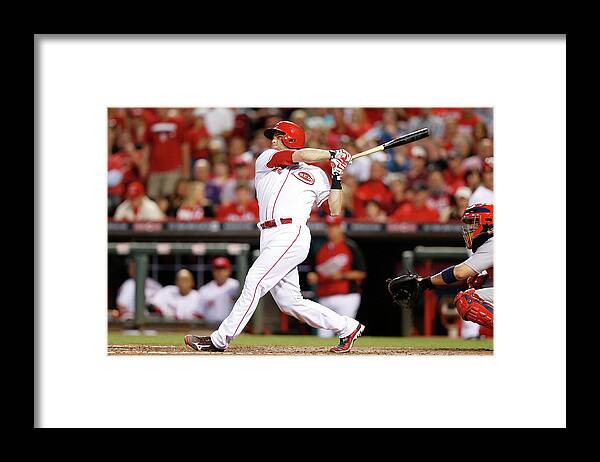 Great American Ball Park Framed Print featuring the photograph Devin Mesoraco by Joe Robbins