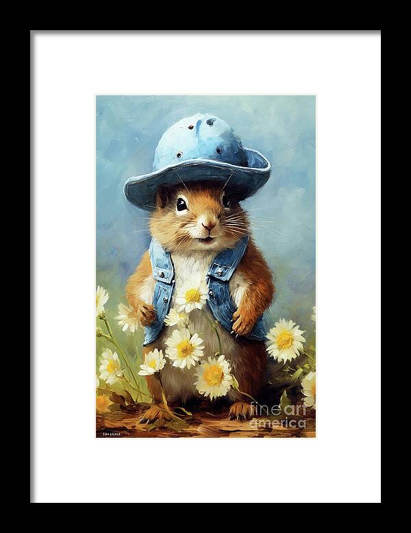 Squirrel Framed Print featuring the painting Dexter Blue Jeans by Tina LeCour