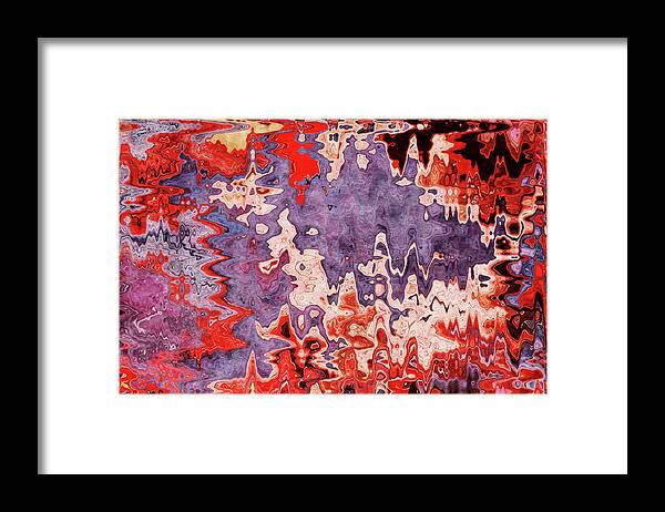 Red Framed Print featuring the mixed media Dialogue of Opposites - Contemporary Abstract - Abstract Expressionist painting - Blue, Red, Purple by Studio Grafiikka
