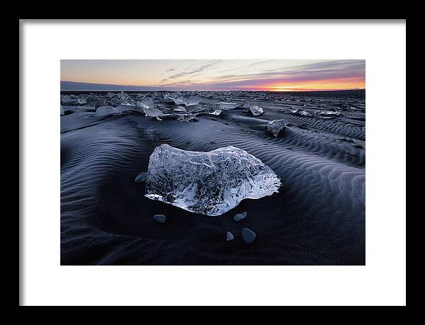 Ice Framed Print featuring the photograph Diamonds in the sand by Erika Valkovicova