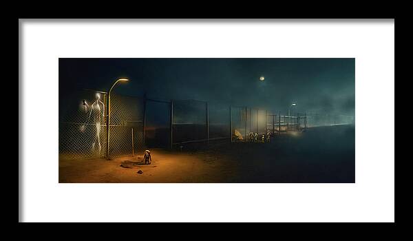 Ai Art Framed Print featuring the digital art Diggin' a hole under the fence by Micah Offman