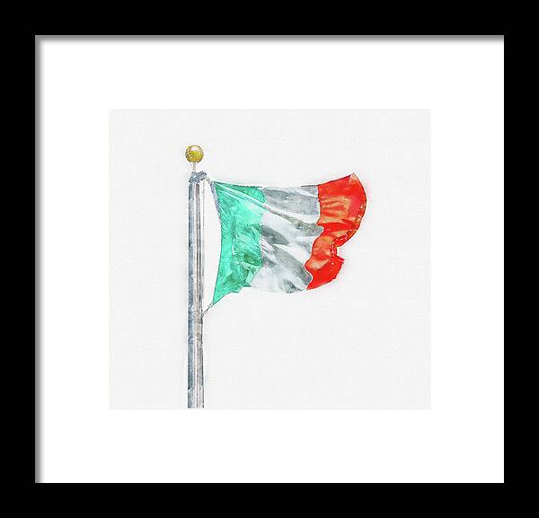 Italian Flag Framed Print featuring the digital art Digital watercolor painting of Flag of Italy isolated on white background by Maria Kray