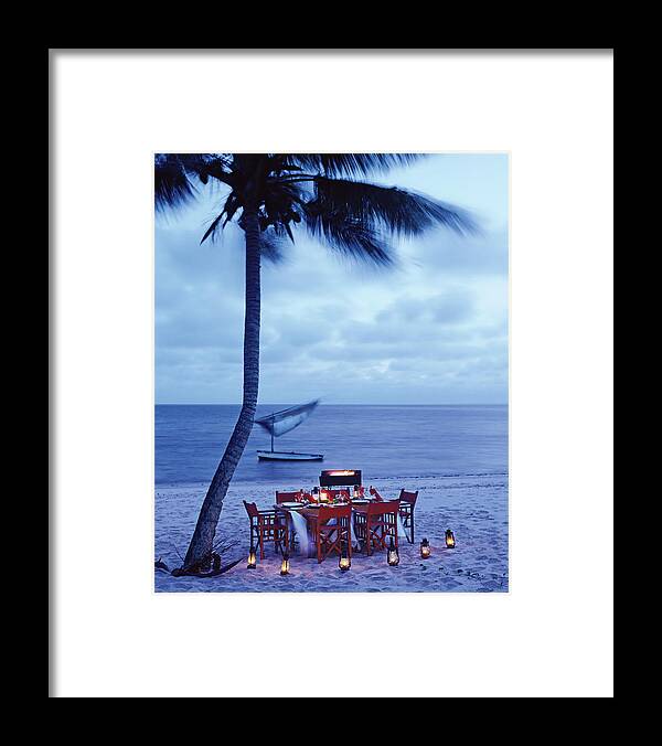 Travel Framed Print featuring the photograph Dinner Table on the Beach in Mozambique by Tim Beddow