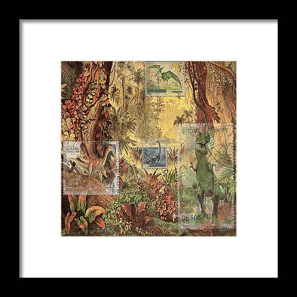 Dinosaurs In Place Framed Print featuring the digital art Dinosaurs In Place by Bellesouth Studio