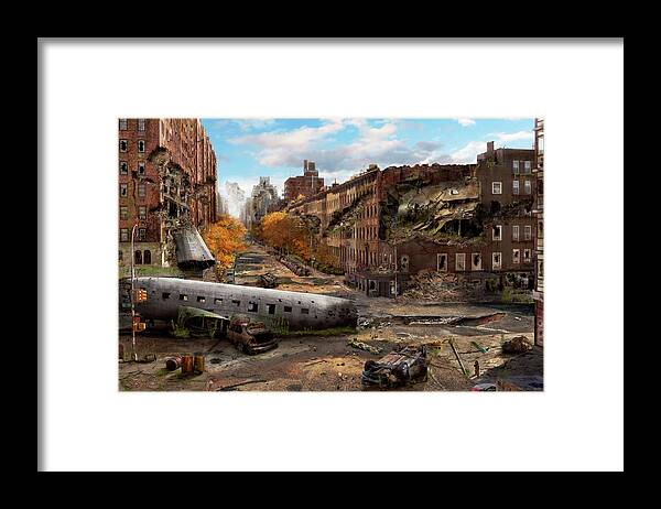 New York Framed Print featuring the photograph Disaster - New York, NY - No left turn on red by Mike Savad