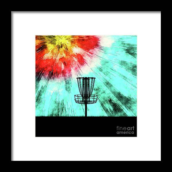 Disc Golf Framed Print featuring the digital art Disc Golf Tie Dye by Phil Perkins