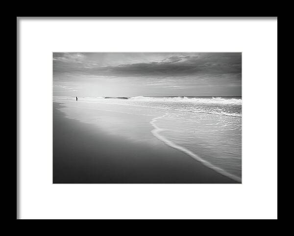 Beach Framed Print featuring the photograph Distant Fisherman by Jordan Hill