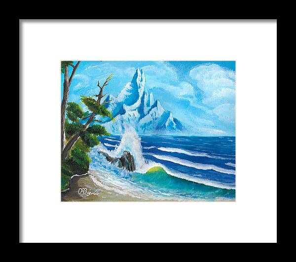 Mountain Framed Print featuring the painting distant Shores by David Bigelow