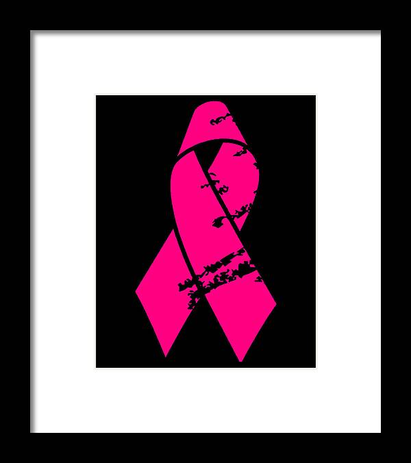 Funny Framed Print featuring the digital art Distressed Pink Ribbon by Flippin Sweet Gear