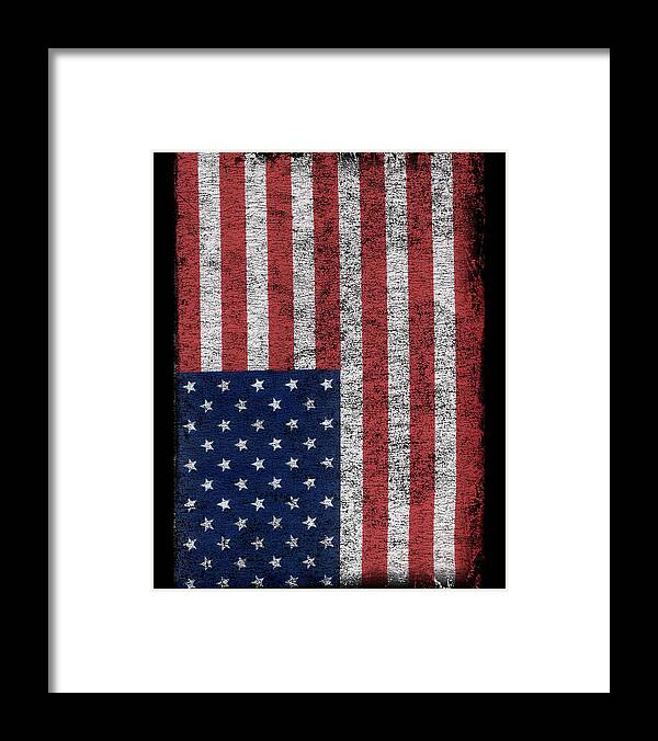 Funny Framed Print featuring the digital art Distressed Us Flag by Flippin Sweet Gear