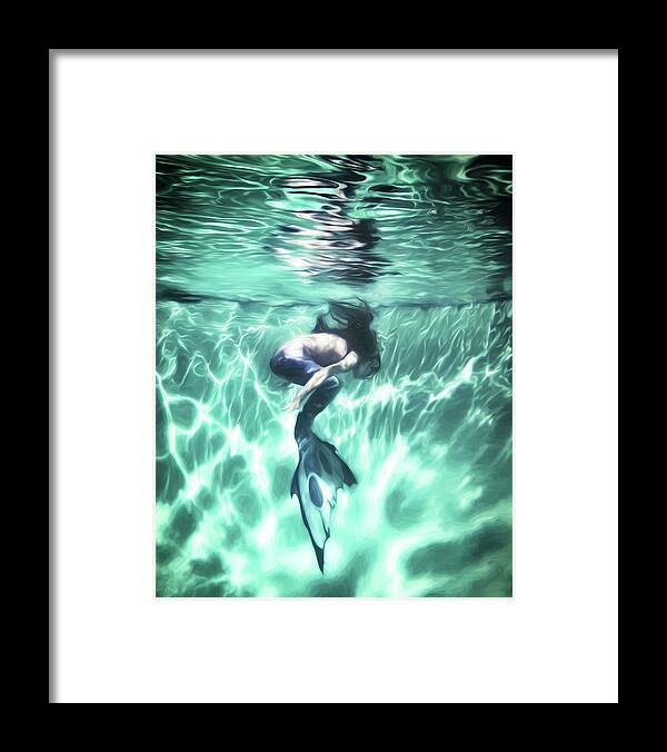 Mermaid Framed Print featuring the digital art Dive Deep by Brad Barton