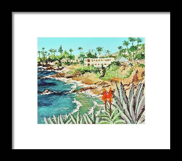 Diver Framed Print featuring the painting Diver's Cove Laguna Beach CA by Katherine Young-Beck