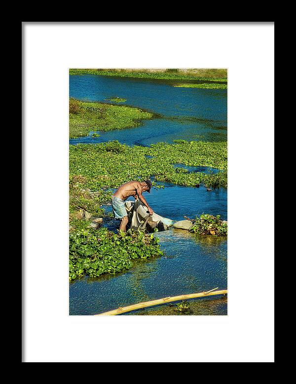 Cuba Framed Print featuring the photograph Do the laundry in the Bayamo river by Micah Offman