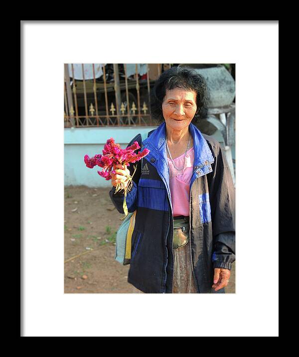 Asian Framed Print featuring the photograph Do you want some flowers dear? by Jeremy Holton