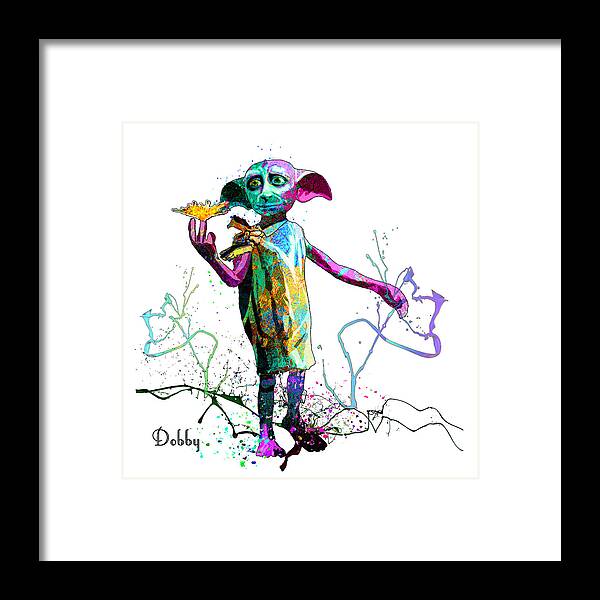 Watercolour Framed Print featuring the mixed media Dobby by Miki De Goodaboom