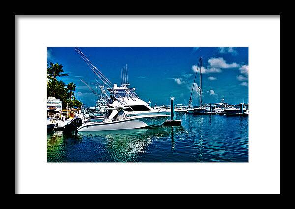 Boat Framed Print featuring the digital art Docks of Key West 2 by Aldane Wynter