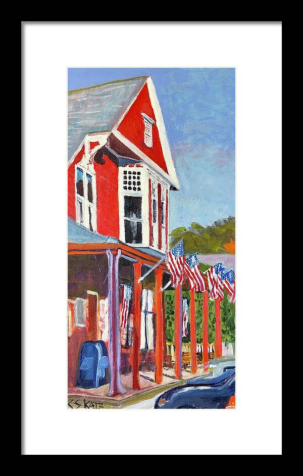 Dodges Store Framed Print featuring the painting Dodges Store by Cyndie Katz