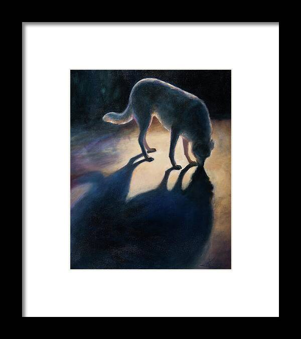 Dog Framed Print featuring the painting Dog in the Night by Carol Klingel