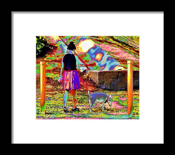 Abstract Framed Print featuring the photograph Dog Walker by Andrew Lawrence