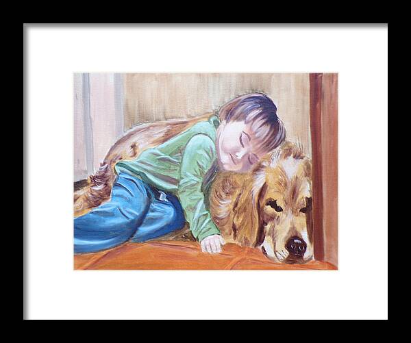 Pets Framed Print featuring the painting Doggy Pillow by Kathie Camara