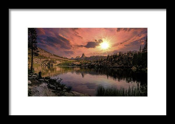 Landscape Framed Print featuring the digital art Dollar Lake Sunset by Romeo Victor