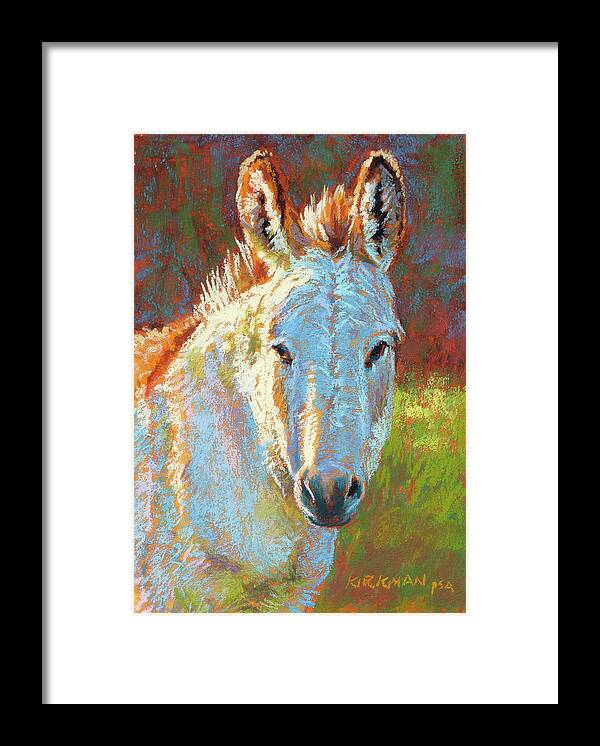 Donkey Framed Print featuring the pastel Donna Kylily by Rita Kirkman