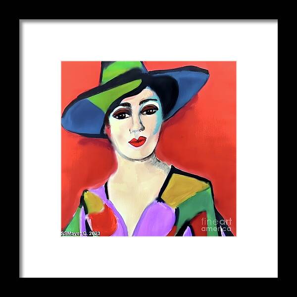 Contemporary Art Framed Print featuring the digital art Donna with Hat by Stacey Mayer