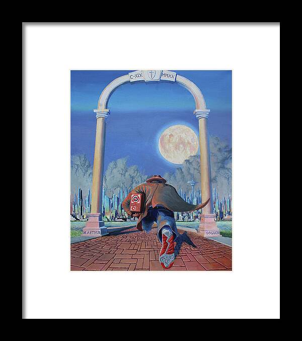Pandemic Framed Print featuring the painting Don't be Late by Michael Goguen