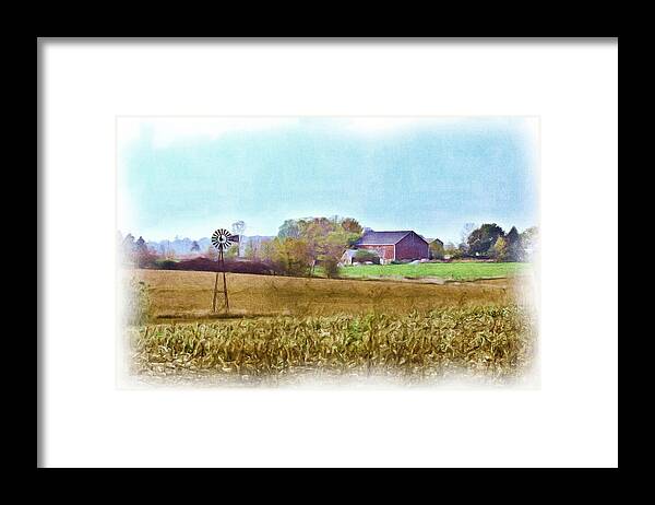 Door County Wisconsin Framed Print featuring the digital art Door county Windmill by Stacey Carlson