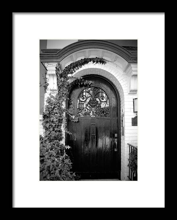 Door Framed Print featuring the photograph Door in Black and White by Carol Jorgensen